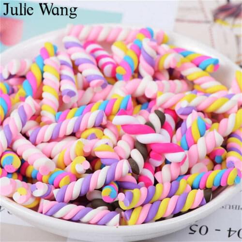 Julie Wang 20PCS Randomly Mix Resin Colorful Soft Rainbow Candy Slime Charms Pendants Jewelry Necklace Bracelet Accessory