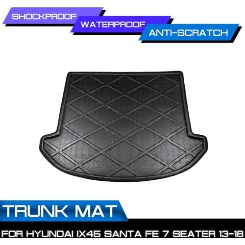 Car Rear Trunk Boot Mat Waterproof Floor Mats Carpet Anti Mud Tray Cargo Liner For Hyundai IX45 Santa Fe 7 Seater 2013-2018