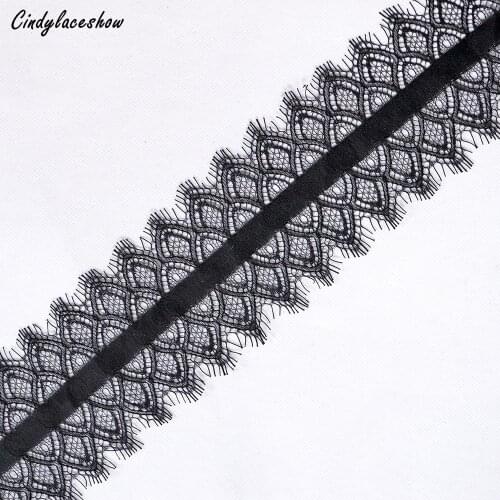 3Meter 6.6cm Width Eyelash Lace Trimmings White Black Lace Fabric Dress Edge Lingerie Clothing Bra Handmade lace Trim DIY Crafts