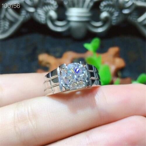 Jewelry 2ct Moissanite Ring for Man 8mm VVS Grade Moissanite Man Ring Solid 925 Silver Ring for Man Birthday Gift for Man