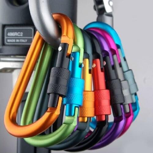 Outdoor Climbing Aluminium Alloy D Shape Buckle Carabiner Survial Key Chain Climb Hook Clip Backpack Buckle Keychain Carabiner