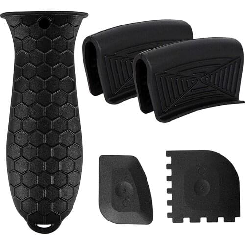 New 5Pcs Silicone Hot Handle Holder Cast Iron Skillet Holders Cover Non Slip Pot Holder Sleeves Heat Resistant Potholder