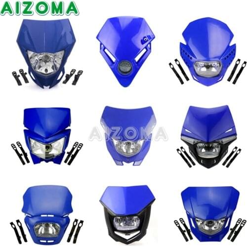 Blue Motocross LED / Bulbs Headlight Fairing For Yamaha XT WR YZ TTR WRF 125/230/250/250F/426/450/450F Supermoto Universal