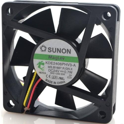 Original FOR SUNON 6CM 6015 24V 0.7W KDE2406PHV3-A 3-wire inverter cooling fan