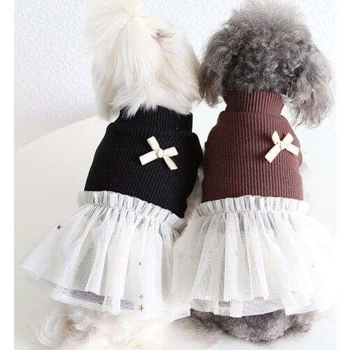 Autumn Winter 2021 New Retro Temperament Skirt Clothes for Cat Dogs Puppy Teddy Chihuahua Dog Clothes