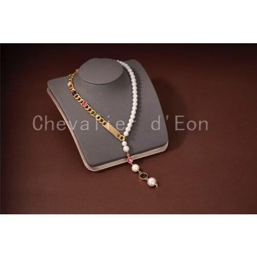 Chevalier d'Eon Romantic Pearl Rhinestone Clavicle Charms Pendant Necklace For Women Elegant Wedding Party Jewelry