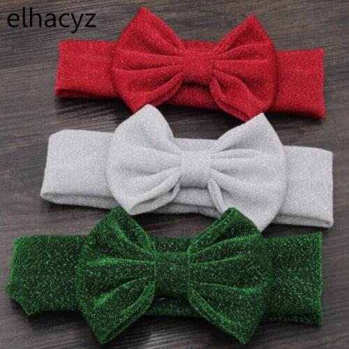 9pcs/lot Christmas Red/Green/White Glitter Messy Bow Headwrap Christmas Headwear Hair Bow Headband Children DIY Hair Accessories