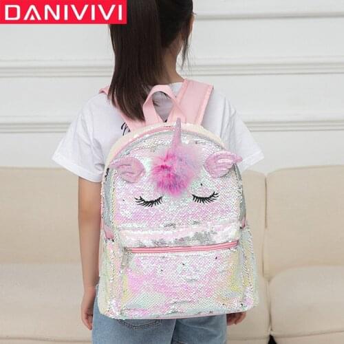 Unicorn Girls Backpack for Kids School Bags Sequins Cute Cartoon Bagpack Childrens Schoolbags Student Bookbag Escolar Mochila
