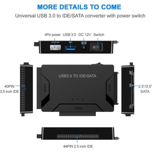 SATA Combo USB IDE SATA Adapter Hard Disk SATA to USB3.0 Data Transfer Converter for 2.5/3.5/5.25 Optical Drive HDD SSD US UK EU