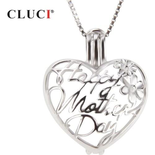 CLUCI Silver 925 Heart Shaped Charms Pendants for Women Jewelry 925 Sterling Silver Pearl Cage Locket Mothers Day Gift SC245SB
