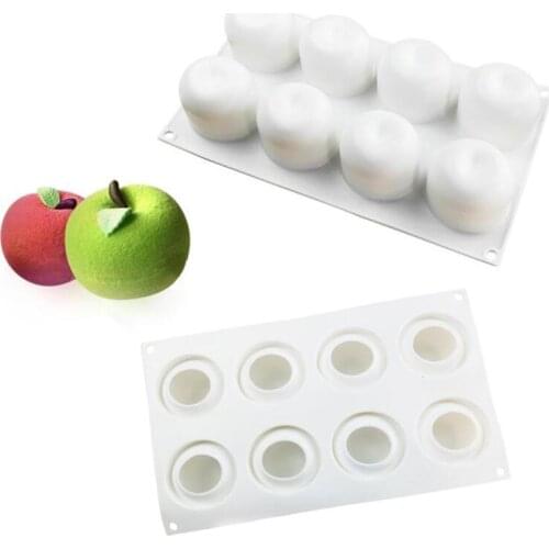 3D Apple Shape Silicone Mold 8 Cell DIY Cake Mousse For Ice Cream Chocolate Pastry Art Pan Dessert Bakeware Cake Decorating Tool