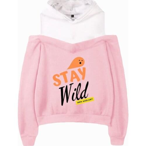 WAWNI Ben Azelart Off Shoulder Hoodies Sweatshirt Harajuku Sexy Women Casual Pullover Loose Hoodie Sweatshirts Unique Tops New