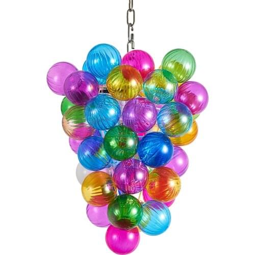 Modern LED Pendant Light Lustres Colored Bubbles Hanging Chain Light Fixture Living Kids Bedroom Dining Room Suspension Lamps