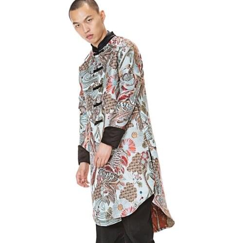 Traditional chinese clothing for men male overcoat outerwear oriental winter trench coat men trenchcoat clothes 2018 TA329