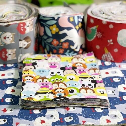 50Pcs No Repeat Jelly Rolls Cartoon Pattern Design Twill Cotton Fabric DIY Handmade Patchwork Quilting Cloth