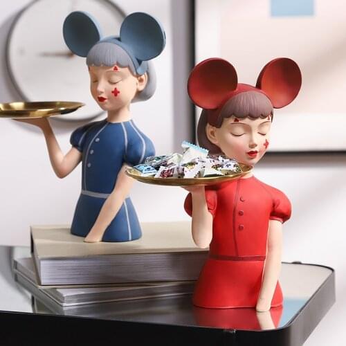 Creative Character Model Decoration Bedroom Living Room Decoration Desktop Resin Crafts Model Tray Kawaii Resin Flatback Decor