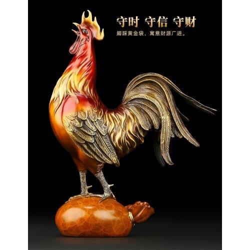 All copper Rooster wealth ornaments twelve zodiac chicken creative home decoration living room crafts