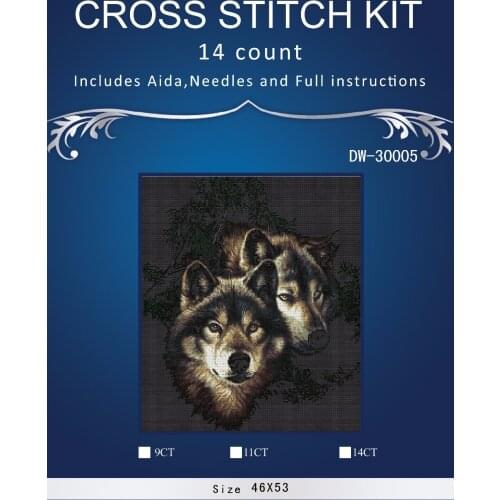 Top Quality Beautiful Lovely Counted Cross Stitch Kit Similar Dim cross stitch Similar DMC two black wolves