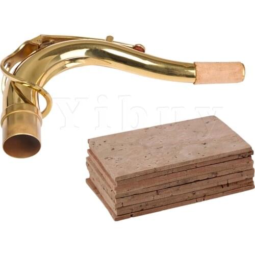 Yibuy Golden Brass Tenor Saxophone Elbow Neck w/ 10pcs Saxophone Cork Sheets