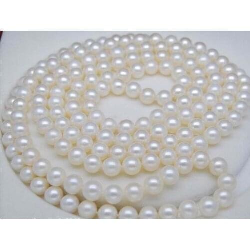 Beautiful Charming Wonderful 8-9MM WHITE SOUTH SEA Round PEARL NECKLACE 48"AAA