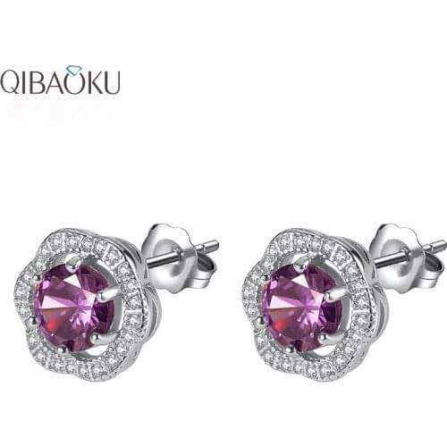 925 Sterling Silver Earrings with Rhinestones Shining Earring for Women Korean Fashion Ear Jewelry Gift for Girl