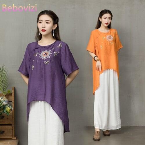 2021 Embroidery Green Blue Pink Red Yellow Summer Han Fu Traditional Chinese Clothing Sets for Women Hanfu Tang Tops Blouse Suit