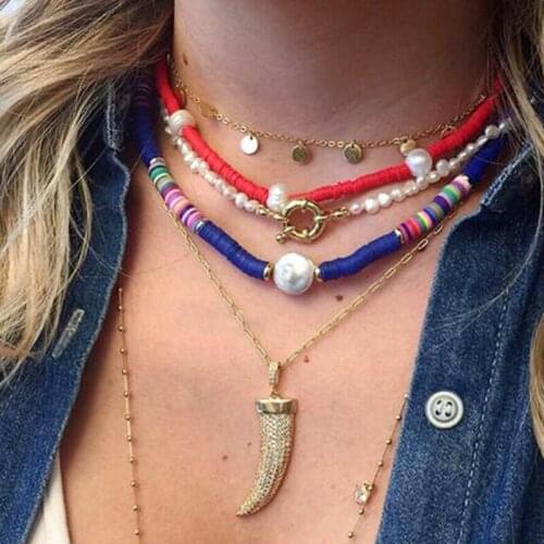 Women unique ethnic style beautiful silicone short necklace new color choose bohemian rainbow beach jewelry gift for friend 2020