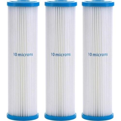10 Microns Standard 10 x 2.5 Inch Pleated Sediment Water Filter 3 Pack