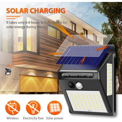 Solar Lights Motion Sensor 100 LED Super Bright Lights Solar Outdoor Spotlight Flood Lighting for Backyard Garden