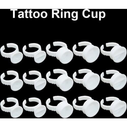 1000Pcs Disposable White Tattoo Ink Ring Cup for Eyelash Glue Small Medium Large Microblading Caps Container Divider Undivided