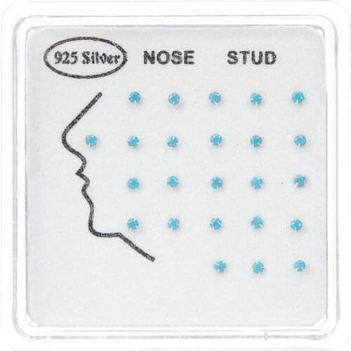 24pcs/set Natural Turquoise Nose Studs 925 Sterling Silver Simple Round Piercing Body Jewelry Unisex Trendy Gifts Hot Sale