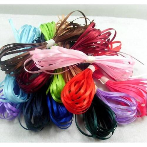 250 yards assorted multiple colors Widths 3mm 1/8" single faced Satin Ribbon for hairbow diy decoration kit
