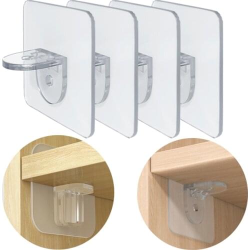 4/8/12pcs Shelf Support Hooks Adhesive Shelf Support Pegs Closet Cabinet Shelf Support Clips Wall Hanger for Kitchen Bathroom