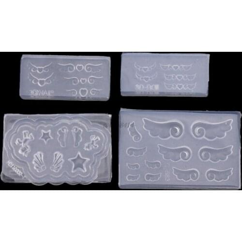 4Pcs DIY Mini Heart Wings Resin Earrings Pendant Mold Nail Art Template Silicone Mould Jewelry Making Tools Art Craft