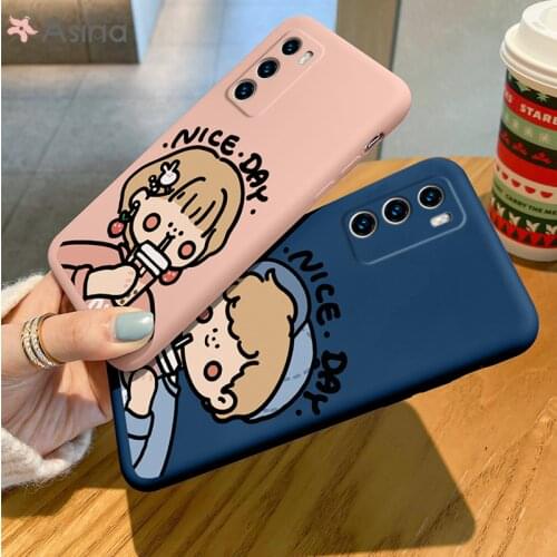 ASINA Liquid Silicone Case For Huawei P40 P30 P20 P Smart 2019 S Cover Cartoon Bumper Girl Couple Cases For Nova3 3i Coque Capa