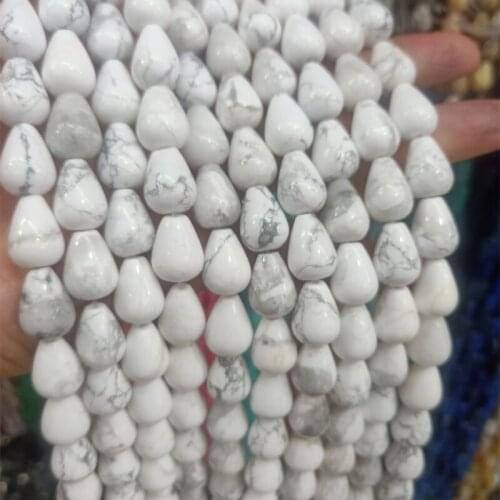 Water Drop Shape Natural White Turquoises Stone Beads 10x14mm DIY Loose Howlite Stone Beads For Jewelry Making Necklace 15
