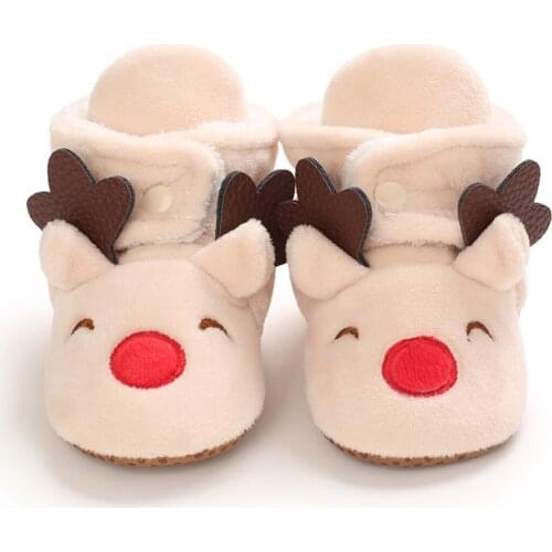 Baby Footwear Winter Boots Newborn Cute Cartoon Christmas Reindeer Elk Shoes Girl Boy Super Keep Warm Snowfield Booties Presents
