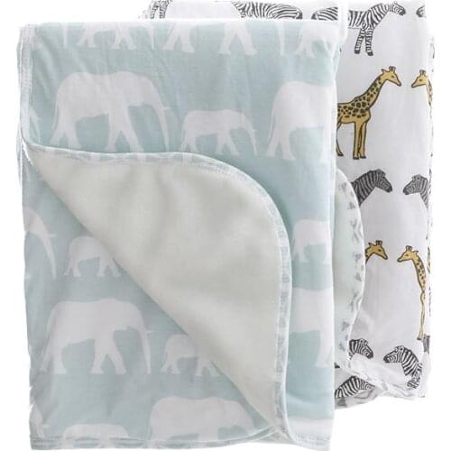 80*100cm Double-sided Baby Blankets Soft Kid Quilt Soft Skin-friendly Blanket Comfortable and Warm Air-conditioning Nap Blanket