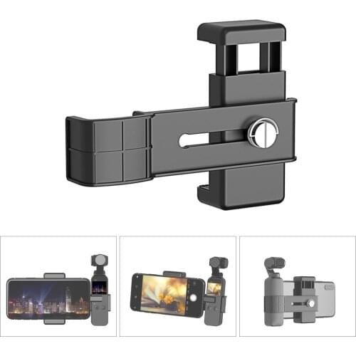 Mobile Phone Holder Smartphone Fixing Clamp with 1/4" Holder Mount Bracket for DJi OSMO Pocket & Adjustable Width 56-85mm Phone