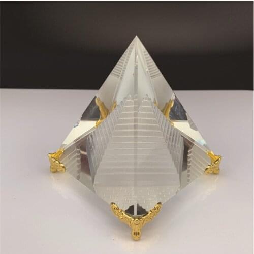 Hot Sale Energy Healing Small Feng Shui Egypt Egyptian Crystal Clear Pyramid Ornament Home Decor Living Room Decoration