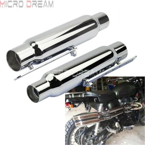 2pcs Antiqued 12" Chrome Exhaust Muffler Motorcycle Silencer Pipes for Harley Honda Chopper Bobber Triumph Scrambler Cafe Racer