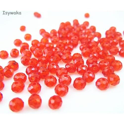 Isywaka Red Colors 3*4mm 145pcs Rondelle Austria faceted Crystal Glass Beads Loose Spacer Round Beads for Jewelry Making