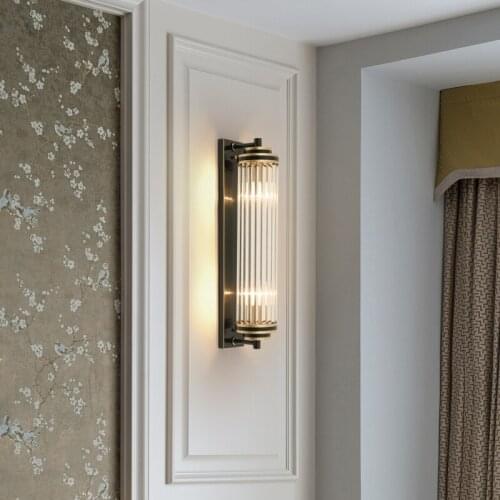 Indoor Vintage Wall Lamp long crystal lighting Bedroom wall sconce Bedside Lamp 110-240V E14 Wall Lighting Lamp Brackets Lights