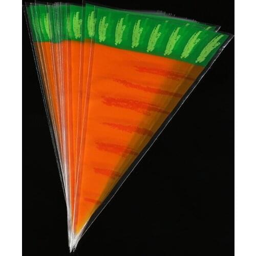 Cute Carrot Cone Biscuit Plastic Packaging Bags 20pc Popcorn Candy Bag Wedding Birthday Christmas Party Chocolate Gift Bag Pouch