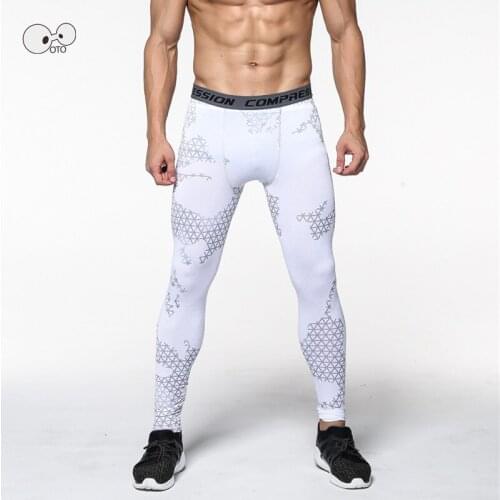 2017 Mens Compression Running Pants New 3D Print Quick Dry Skinny Bodysuit Leggings Fitness MMA Tights Pants Trousers Elasticity