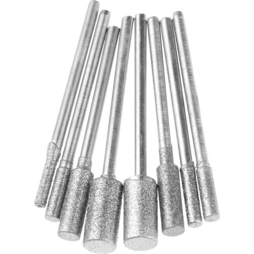 8Pcs 2.35x2.5/3/4/6mm Diamond Grinding Head Mounted Points Bit for Jade Stone Carving Polishing grinding for Dremel Rotary Tool