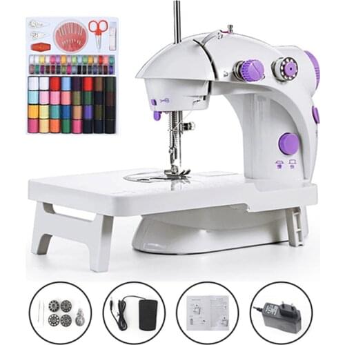 Sewing Machine Mini Portable Household Night Light Foot Pedal Straight Line Hand Table Two Thread Kit Electric