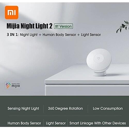 Original Xiaomi Mijia Night Light 2nd Generation Magnetic Attraction Night Lamp 360 Rotating Adjustable Infrared Body Sensor
