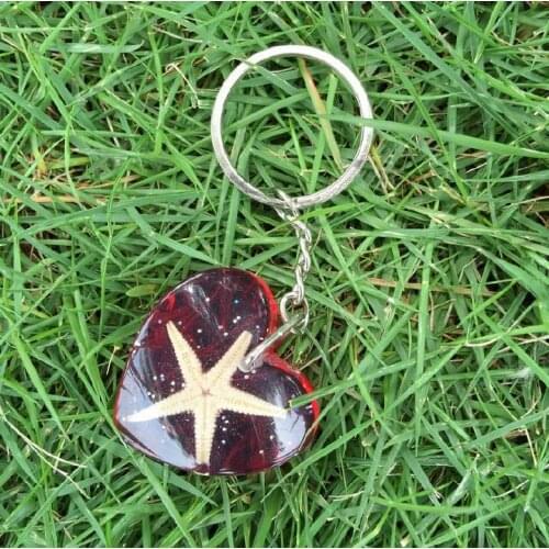 FREE SHIPPING wholesale lots 15 pcs five star jewelry red color heart lucky keychain