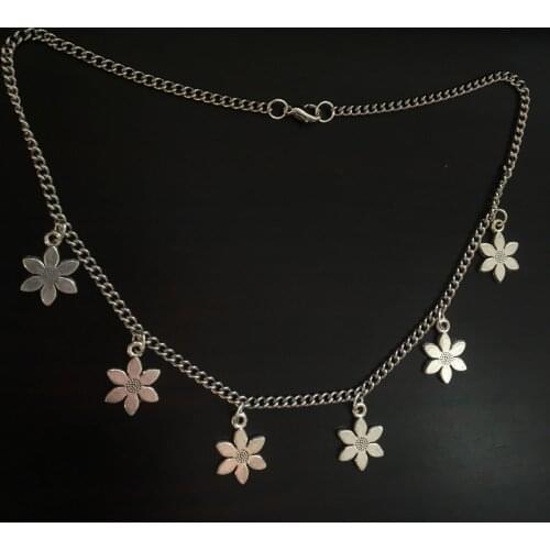 Ins Flower Pendant Necklace 100% European and American fashion hip-hop lovers silver vintage jewelry neck chain
